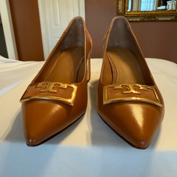Tory Burch Gigi 55mm Pointy Toe Pump Calf Leather Silk Suede Size 7 - Picture 3 of 12